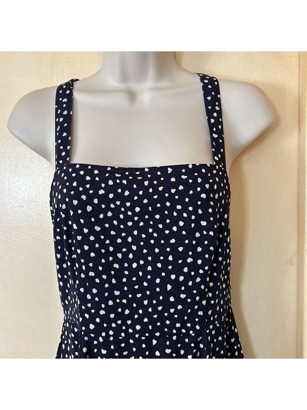 Kimchi Blue navy and white polka dot apron dress size 0 - Picture 2 of 10